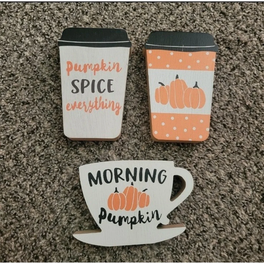 Fall‎ Decor Coffee Bar Wooden Decor Blocks